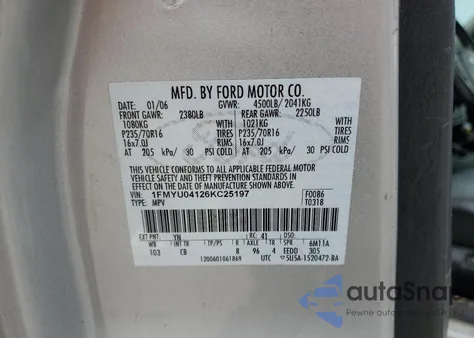 2006 Ford Escape Limited из США, поврежденный, VIN 1FMYU04126KC25197